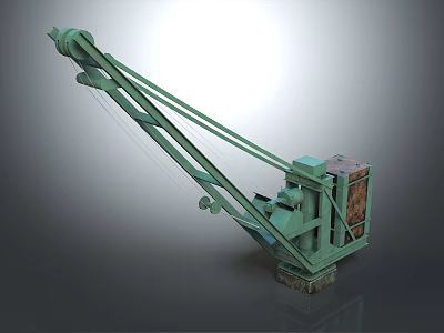 Green Industrial Crane Machinery With Extended Boom And Base Structure 3d model