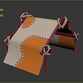 Cute Small Furniture With Wooden Pillars Orange White Fabric Ropes And Blue Decorative Patterns