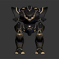 Futuristic Armored Mech Robot Character With Blue Yellow Armor And Joint Details