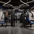 Fitness Equipment Area With Various Workout Machines Modern Lighting And Exercise Gear