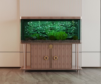 New Chinese Fish Tank Glass Fish Tank Aquarium Display Cabinet Side Cabinet 3d model