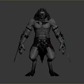 Beast Like Character With Muscular Body Furry Head Armor Arms And Sharp Claws