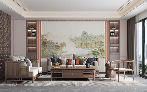 New Chinese Living Room 3d model