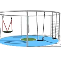 Outdoor Children's Playground Equipment With Swings Climbing Structure And Circular Blue Floor