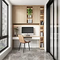 Nordic Balcony Writing Desk Bookcase 3d model