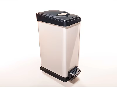 Pedal Operated Public Facility Trash Can With Lid And Black White Design 3d model