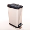 Pedal Operated Public Facility Trash Can With Lid And Black White Design