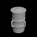 White Cylindrical Container With Two Symmetrical Handles And Round Top Lid