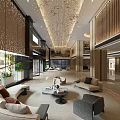 Luxurious Spacious Sales Office Lobby Interior With Exquisite Grand Chandelier And Comfortable Lounge Seats