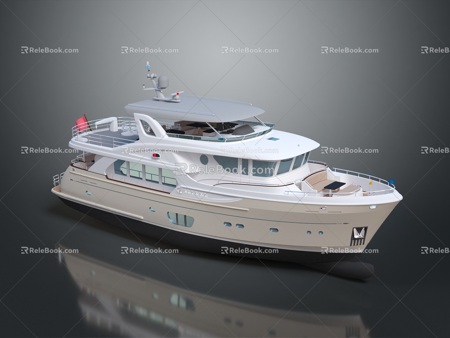 Modern Yacht Sailing by Speedboat 3d model