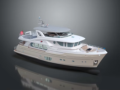 Modern Luxury Yacht With Sleek Exterior Design 3d model