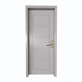 White Hinged Door With Golden Handle And Modern Panel Design For Interior Spaces 3d model