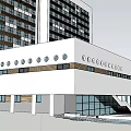 Modern Office Building Exterior Design With Green Lawn And Glass Facade