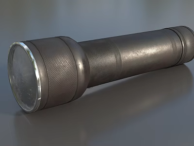 Metallic Black Flashlight Daily Electrical Appliance with Sleek Design and Reliable Lighting Function 3d model