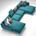 Modern Multi Colored Sofa Set Collection With L Shaped Three Seater And Various Pillows 3d model