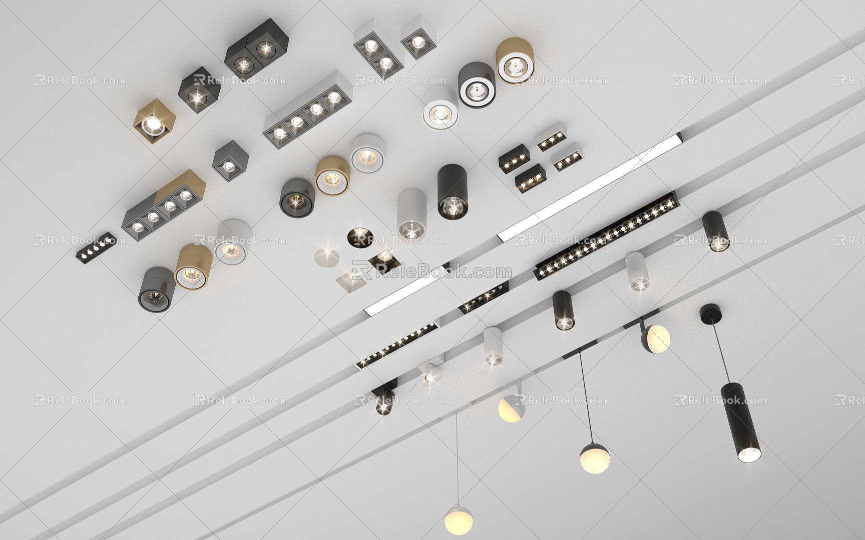 Now track lamp downlight magnetic track lamp combination 3d model