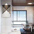 Modern Bathroom Interior Design With Glass Shower Marble Bathtub And Vanity Mirror