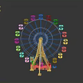 Golden Ferris Wheel Architectural Structure With Exquisite Cabins And Metal Frame