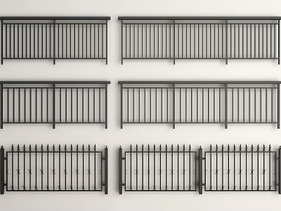Different Styles Of Metal Railings For Balcony Or Fence 3d model