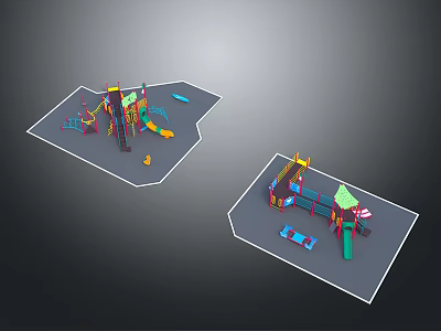 Colorful Children's Playground Structure Designs With Slides Climbing Frames And Seats 3d model