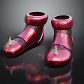 Red Leather Spiked Shoes Featuring Shiny Reflective Surface And Thick Sole