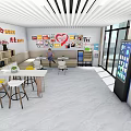 Bright Modern Public Service Hall Interior With Orange Sofas Desks And Information Displays