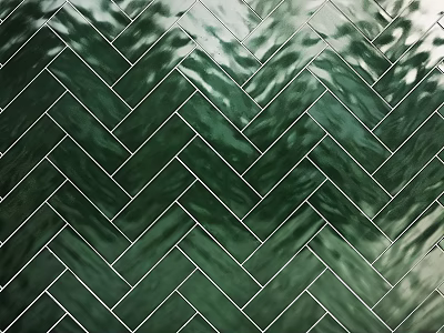 Glossy Green Herringbone Pattern Tiles For Modern Kitchen Wall Decoration 3d model