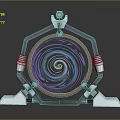 Futuristic Tech Device Frame With Purple Blue Spiral Design And Stable Base