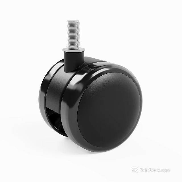 Heavy Duty Black Caster Wheel With Metal Screw And Smooth Rolling Design 3d model 