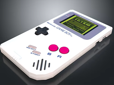 Nintendo Game Boy Classic Handheld Gaming Console With White Design And Pink Buttons 3d model
