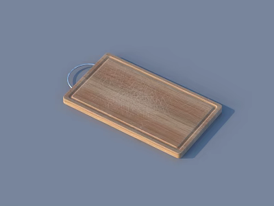 Wooden Cutting Board With Hanging Rope And Natural Wood Texture For Kitchen 3d model