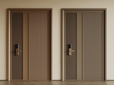 Modern single door double door security door wooden door swing door 3d model