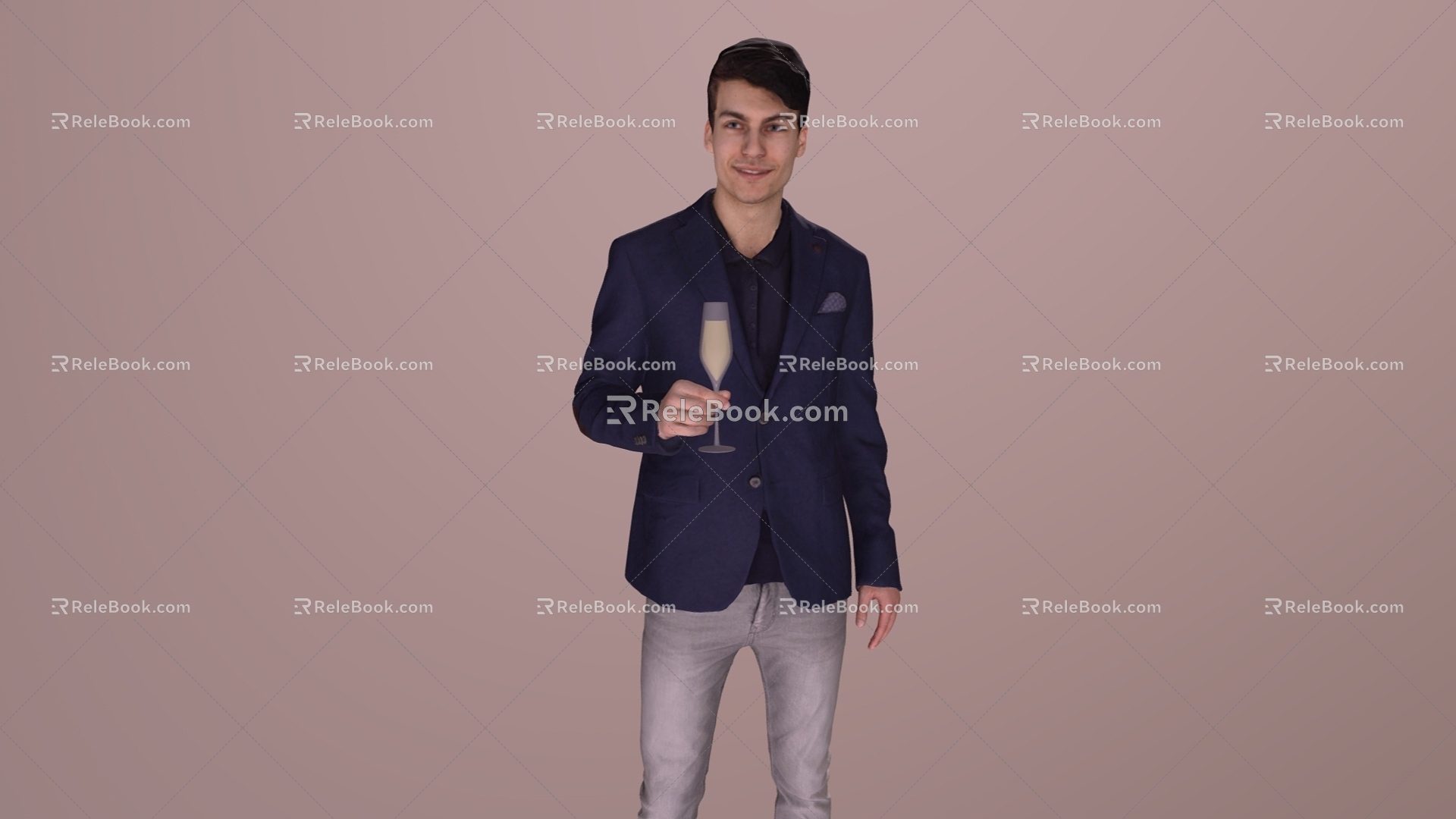 Business men's suit men's European and American white 3d model