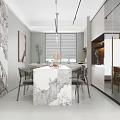 Modern Bright Living Dining Room Interior With Large Windows Sofa Coffee Table And Potted Plant