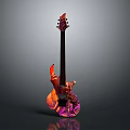 Vibrant Electric Guitar With Unique Orange Purple Patterns And Modern Design