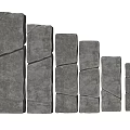 Gray Stone And Wood Stacked Structure With Natural Texture And Surface Cracks 3d model