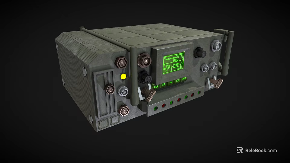 Industrial Green Commercial Equipment With Digital Display Control Knobs Metal Bolts And Buttons 3d model 