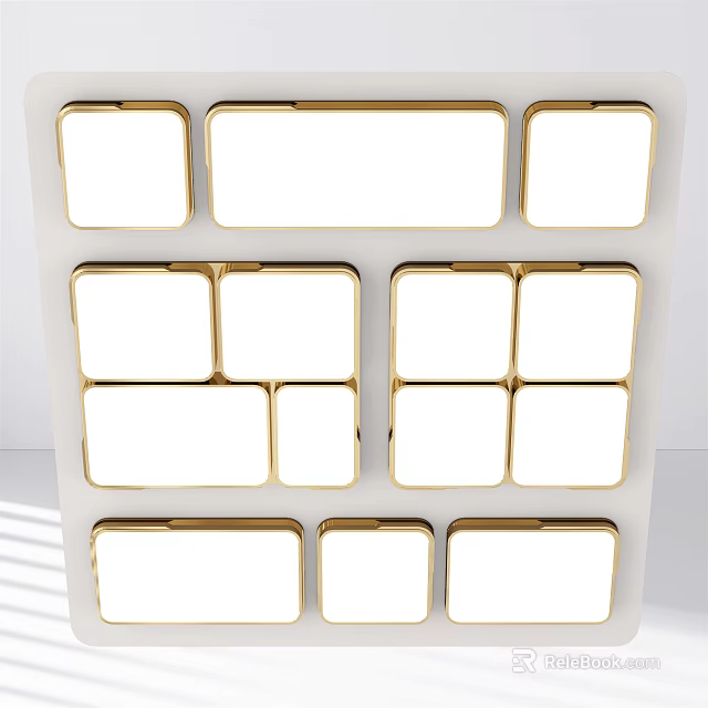 Modern Ceiling Lights With Golden Frame Square Shape For Interior Decoration 3d model
