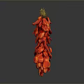 Fresh Red Chili Peppers Hanging Bunch With Vibrant Color And Texture