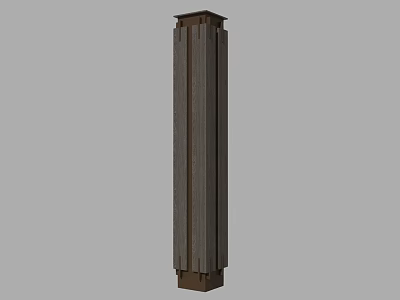 Outdoor Light Vertical Column Design With Wooden Texture Dark Brown Finish 3d model