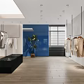 Modern Clothing Store Interior Design With Fashion Clothes On Hangers And Chairs
