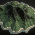 Natural Island Landscape With Lush Green Mountain Peaks And Coastal Shoreline
