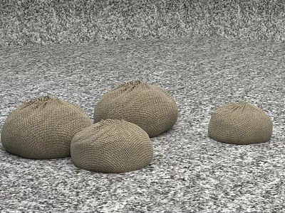 Four Brown Woven Bean Bag Chairs For Comfortable Home Seating On Floor 3d model