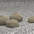 Four Brown Woven Bean Bag Chairs For Comfortable Home Seating On Floor