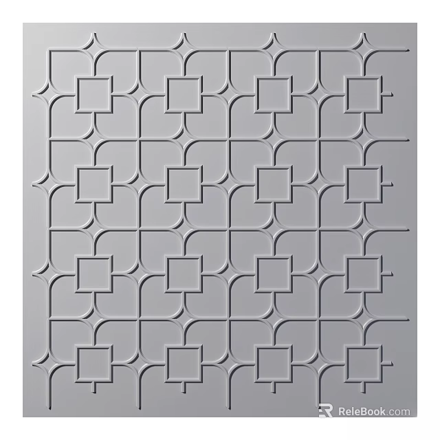 Gray Geometric Decorative Panel With Intricate Grid Pattern And Textured Surface 3d model