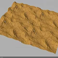 Orange Terrain Model with Uneven Surface Texture and White Spots on Dark Background 3d model