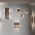 Modern Wall Lamps With Wooden Frames And Geometric Light Designs 3d model