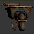 Rusty Metal Wheelbarrow With Single Wheel Sturdy Handles And Durable Tray For Gardening