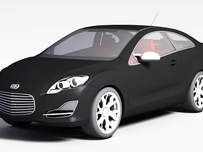 Black Sports Car With Silver Wheels And Red Interior Details 3d model