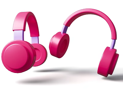 Pink Over Ear Headphones With Modern Stylish Design And Comfortable Fit 3d model